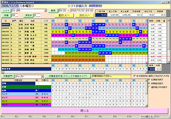 シフト計画入力画面